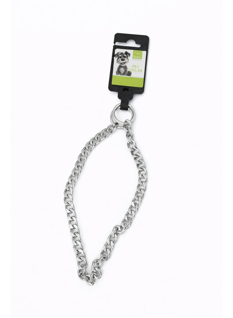 طوق نونبيل للحيوانات الأليفة من الفولاذ المقاوم للصدأ، سلسلة فضية، سمك 3 مم